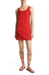 Michael Kors Crepe Wool Mini Shift Dress In 602 Poppy