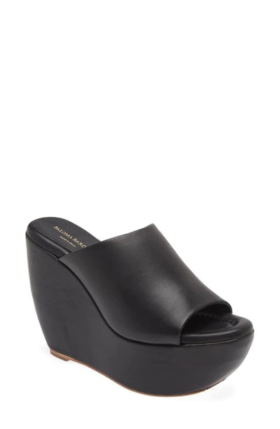 Paloma Barceló Leather 130mm Wedge Mules In Black