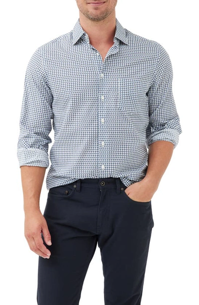 Rodd & Gunn Marshland Geo Print Button-up Shirt In Ocean Blue