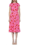 Alexia Admor Lily Crew Neck Midi Dress In Pink Floral