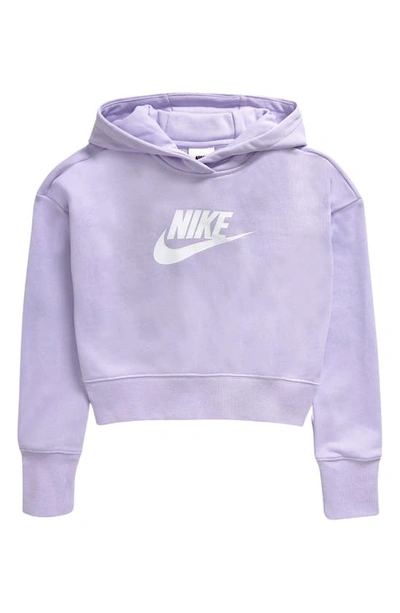 Nike Sportswear Club Big Kids' (girls') French Terry Cropped Hoodie In Purple
