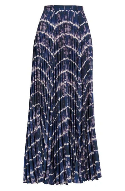 Altuzarra Sif Pleated Printed Crepe Maxi Skirt In Berry Blue