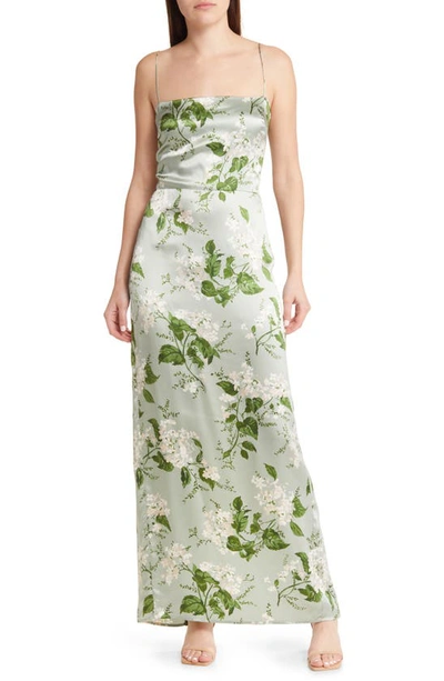 Reformation Frankie Floral-print Silk Dress In Green