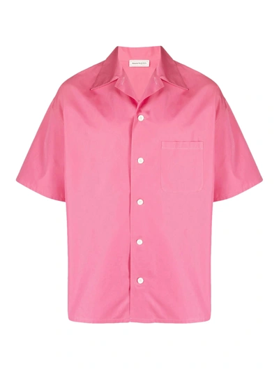 Alexander Mcqueen Rear Logo-print Short-sleeved Shirt In Pink & Purple