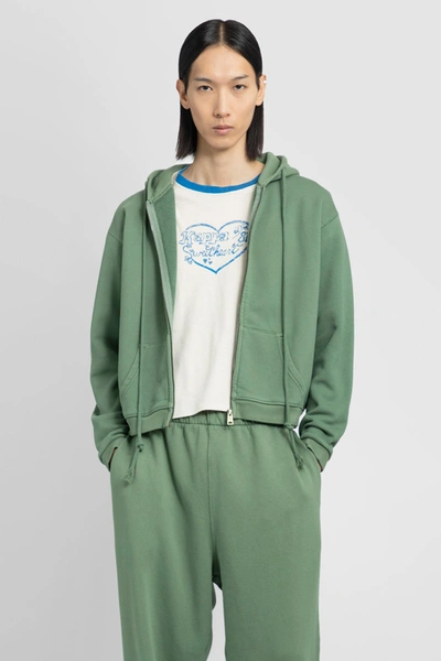 Erl Zip Up Hooded Sweatshirt In Green | ModeSens