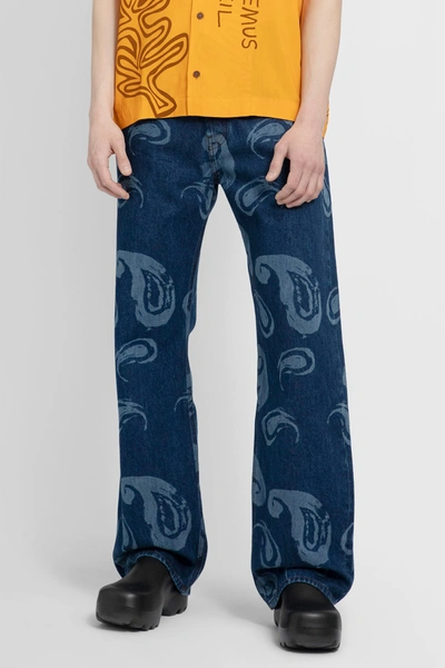 Jacquemus Paisley-print Wide-leg Jeans In Blue