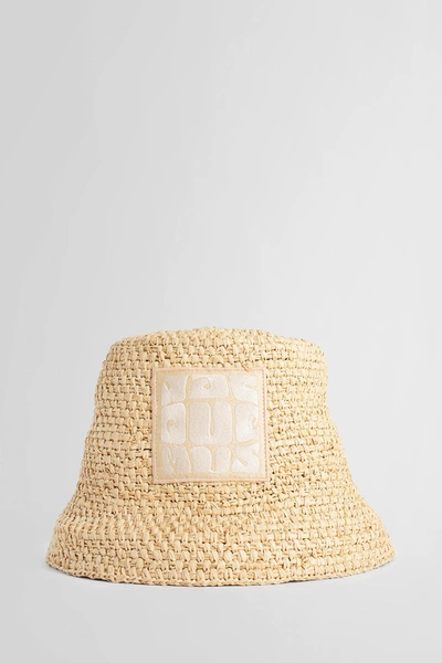 Jacquemus Mens Beige Le Bob Ficiu Brand-patch Raffia Bucket Hat In Neutrals