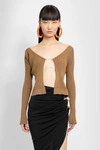 Jacquemus Ribbed-knit Open-front Cardigan In Brown
