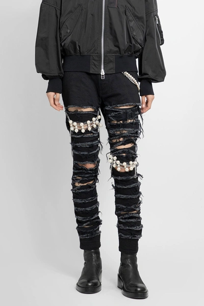 Junya Watanabe Chain-link Ripped Skinny Jeans In Black