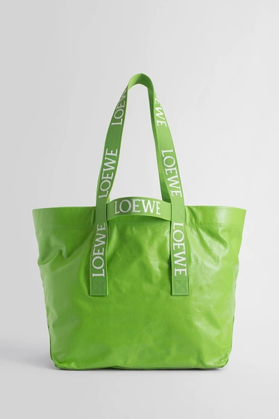 Loewe Distressed Leather Tote Bag In Green