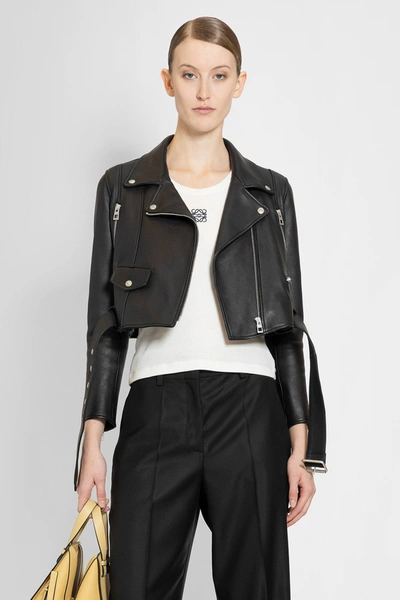 Loewe Woman Black Leather Jackets