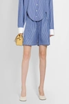 Loewe Embroidered Striped Cotton Shorts In Blue