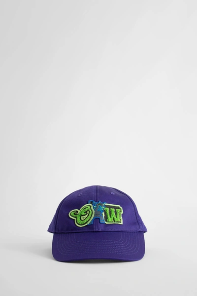 Off-white Logo-patch Varsity Baseball Cap In Purple Green Fluo