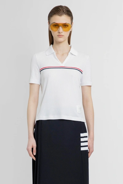 Thom Browne Ribbed Cotton Polo Top In White