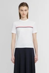 Thom Browne White Crewneck T-shirt With Signature Rwb Stripe In Cotton Woman