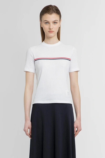 Thom Browne Rwb Stripe Ribbed T-shirt In White