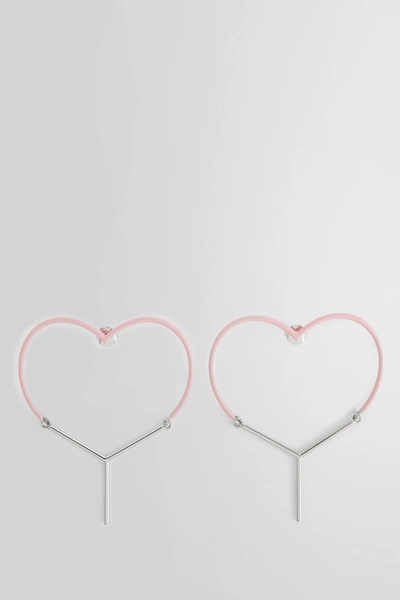 Y/project Two-tone Heart-shape Earrings In Multicolor