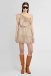 Gucci Women Embroidered Tulle Mini Dress In Beige