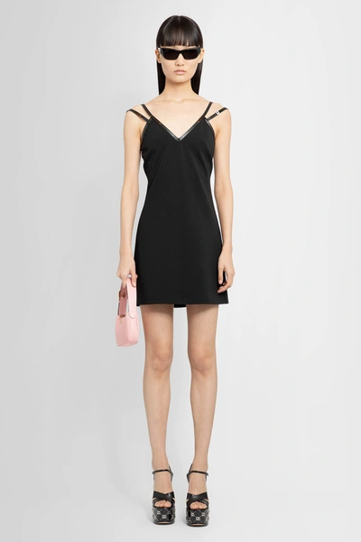 Gucci Viscose Jersey Mini Dress With Crystal G Square In Black