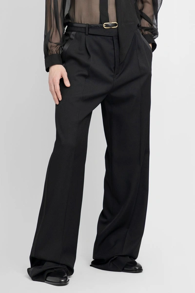 Saint Laurent 缎面条纹细节喇叭裤 In Black