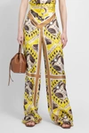 Valentino Paisley-print Logo Branded Silk Trousers In Yellow