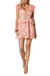 MISA LILY FLORAL PRINT RUFFLE MINIDRESS