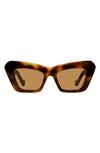 Loewe Chunky Anagram 50mm Small Cat Eye Sunglasses In Blonde Havana / Brown