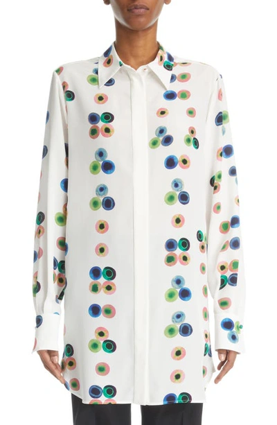 Chloé Fusion-print Organic Crepe De Chine Shirtdress In Neutral