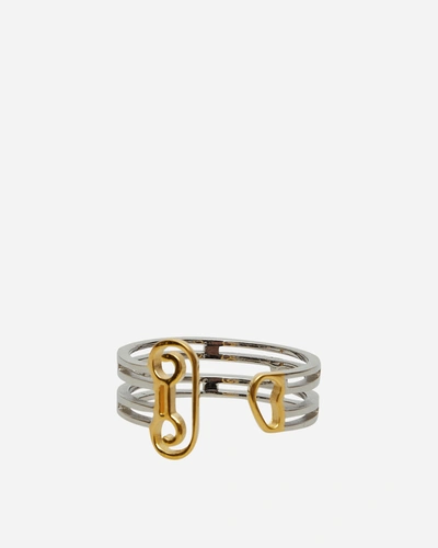 Aries Silver & Gold Column Ring In Multicolor