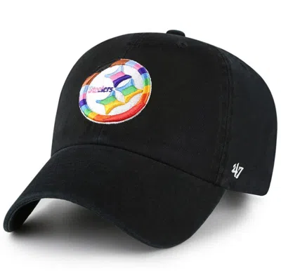 47 ' Black Pittsburgh Steelers Team Pride Clean Up Adjustable Hat