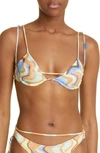 Jacquemus Barco Underwire Bikini Top In 1dl Print Multicolors Waves