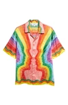 Casablanca Mind Vibrations Short Sleeve Silk Camp Shirt In Mind Vibrations