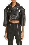Undercover Open Back Tie Leather Jacket In Black