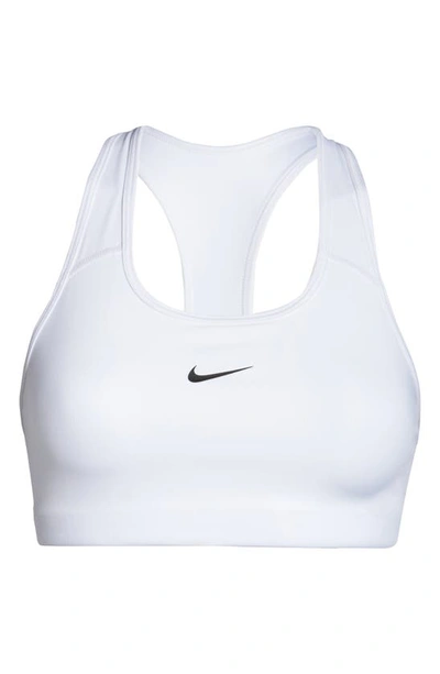 Nike Dri-fit Swoosh Padded Longline Sports Bra In White