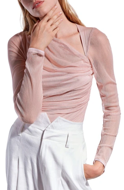 As By Df Deanna Ruched Mesh Top In Pink