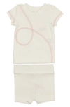 Maniere Manière Spiral Stitch Cotton Knit T-shirt & Shorts Set In White