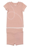 MANIERE SPIRAL STITCH COTTON KNIT T-SHIRT & SHORTS SET