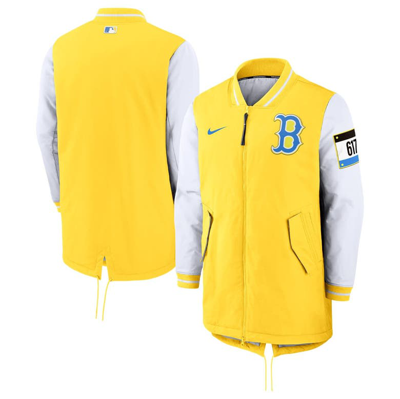 Nike Yellow Boston Red Sox Authentic Collection 2022 City Connect Dugout Jacket