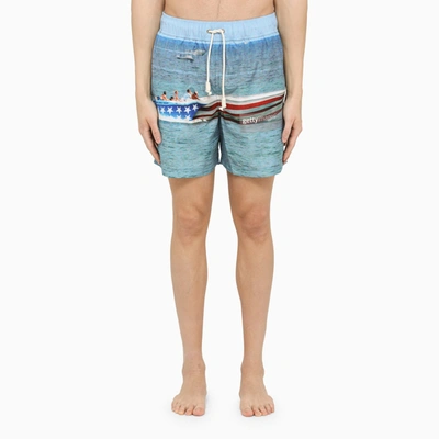 Palm Angels Getty Speedyboat Swimshorts In Blue