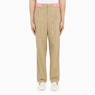 PALM ANGELS PALM ANGELS REGULAR BEIGE/PINK TROUSERS