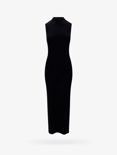 Sportmax Calcio Open Back Long Knit Dress In Black