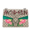 Gucci Dionysus Medium Embellished Appliquéd Coated-canvas And Suede Shoulder Bag In Green