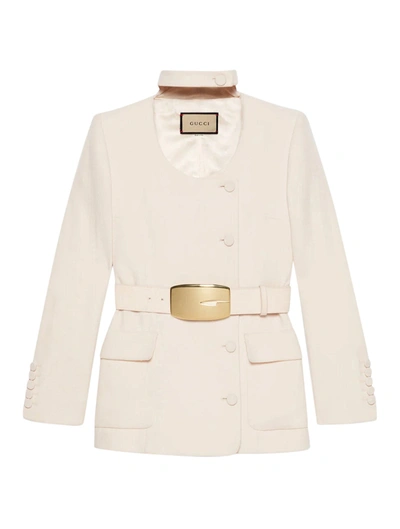 Gucci Wool G-buckle Jacket In White