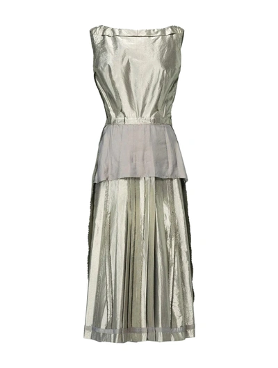 Maison Margiela Metallic Deconstructed Midi Dress In Silver