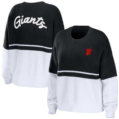 Wear By Erin Andrews Women's  Black, White San Francisco Giants Chunky Pullover Sweater In Black,white