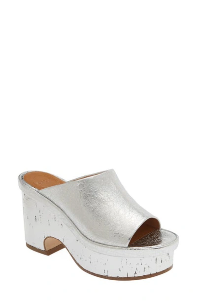 Chloé Oli Metallic Slide Platform Sandals In Silver