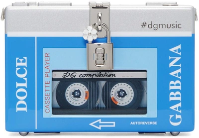 Dolce & Gabbana Blue & Silver Walkman Box Clutch In Multi