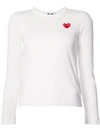 Comme Des Garçons Play Comme Des Garcons Play White Heart Patch Long Sleeve T-shirt In White