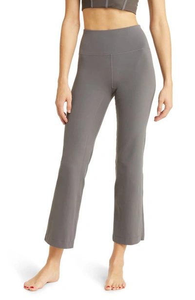 Zella Studio Luxe High Waist Flare Ankle Pants In Grey Magnet