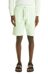 Stone Island Garment Dyed Cotton Fleece Shorts In Light Green